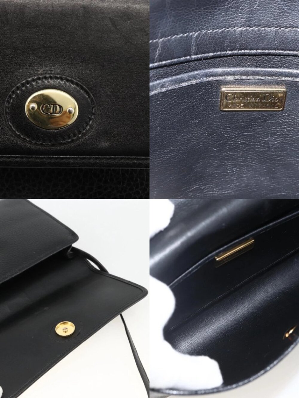 Christian Dior Shoulder Bag Leather Black Gold Auth 174078 - Picture 15 of 15